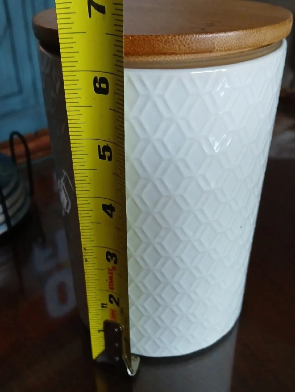 Pfaltzgraff White Ceramic Canister with Bamboo Lid